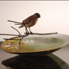 ..From East to West, Scene of Japan #121<br> Blown, Sculpted Glass; Silver Etching, Copper Plating <br>9 x 17 x 16  inches